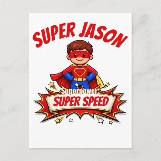 Custom Kids Superhero Name & Superpower ポストカード (正面)