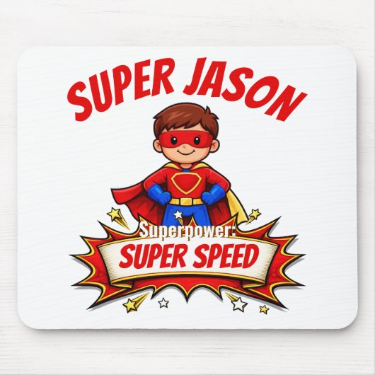 Custom Kids Superhero Name & Superpower マウスパッド (正面)