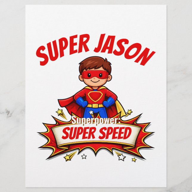 Custom Kids Superhero Name & Superpower レターヘッド (正面)