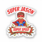 Custom Kids Superhero NameCustom-Cut Vinyl Sticker シール (正面)