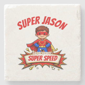 Custom Kids Superhero NameCustom-Cut Vinyl Sticker ストーンコースター