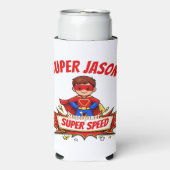 Custom Kids Superhero NameCustom-Cut Vinyl Sticker スリム缶クーラー (Seltzer正面)