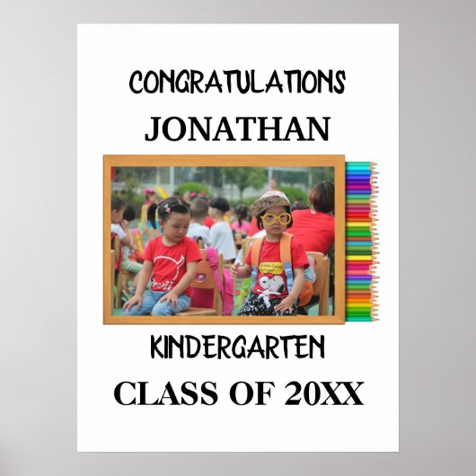 Custom kindergarten graduate chalkboard photo ポスター (正面)