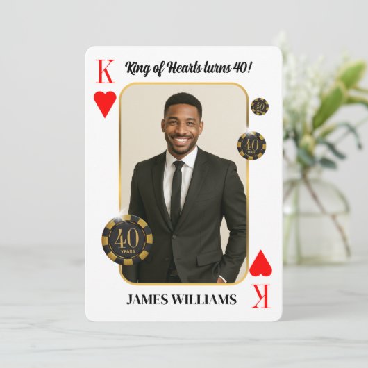 Custom King of Hearts Birthday Invite, Casino 招待状 (スタンド正面)