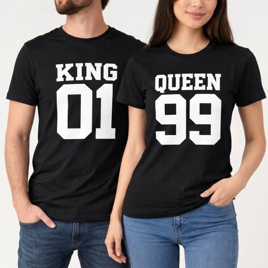Custom King Queen Matching Jersey  Tシャツ