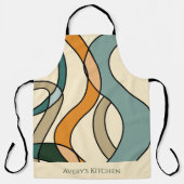 Custom Kitchen Name Boho Abstract Mid Century Gift エプロン (正面)