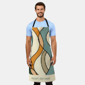 Custom Kitchen Name Boho Abstract Mid Century Gift エプロン (着用した状態)