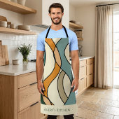 Custom Kitchen Name Boho Abstract Mid Century Gift エプロン
