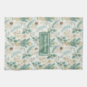 Custom Kitchen Towel White Poinsettia Christmas キッチンタオル (横)