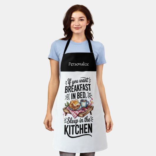 Custom Kitchen Wear Funny Humor Quote Personalize エプロン (着用した状態)