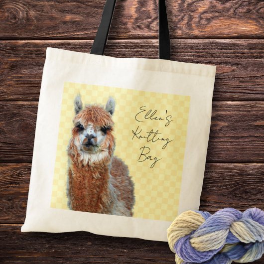 Custom Knitting Project Bag Llama トートバッグ