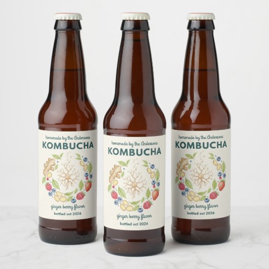 Custom Kombucha Botanical Bottle Label ビールラベル (ボトル)