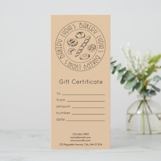 Custom Kraft Bakery Gift Certificate (スタンド正面)