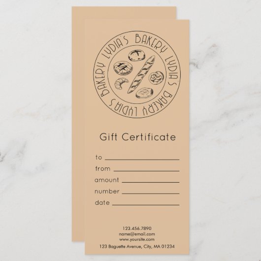 Custom Kraft Bakery Gift Certificate (正面/裏面)