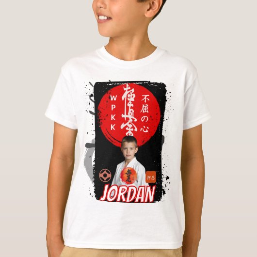 Custom Kyokushin Karate Photo White Kids Shirt Tシャツ (正面)
