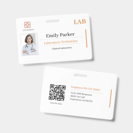 Custom Lab ID Badge Template  バッジ (正面＆裏面)