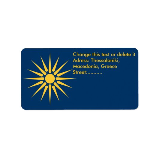 Custom Label with Flag of Macedonia, Greece ラベル (正面)