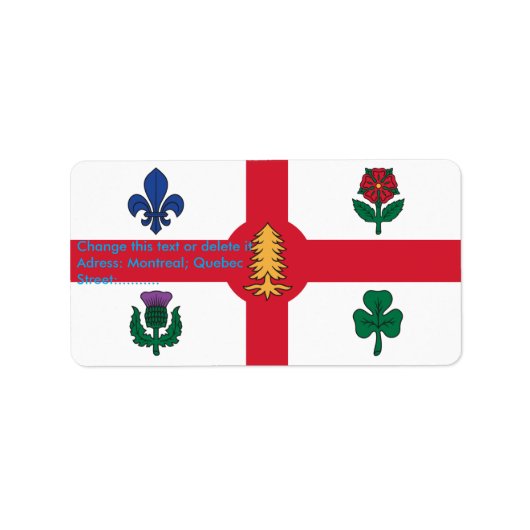 Custom Label with Flag of Montreal, Canada ラベル (正面)