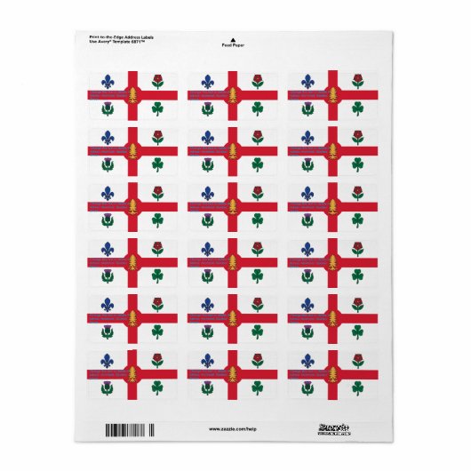 Custom Label with Flag of Montreal, Canada ラベル (フルシート)