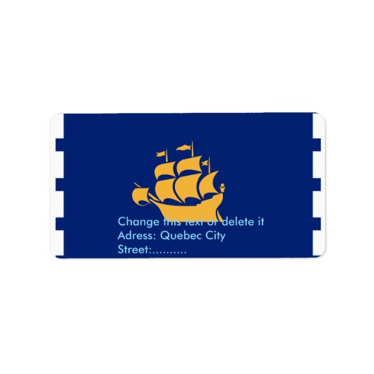Custom Label with Flag of Quebec City, Canada ラベル (正面)