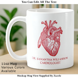 Custom Labelled Vintage Anatomical Heart, Red コーヒーマグカップ