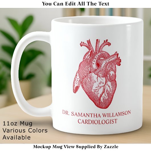 Custom Labelled Vintage Anatomical Heart, Red コーヒーマグカップ