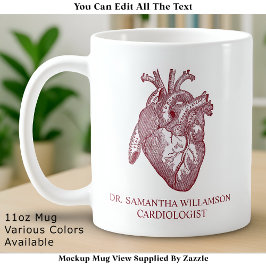 Custom Labelled Vintage Anatomical Heart, Red コーヒーマグカップ
