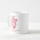 Custom Labelled Vintage Anatomical Heart, Red コーヒーマグカップ (正面左)