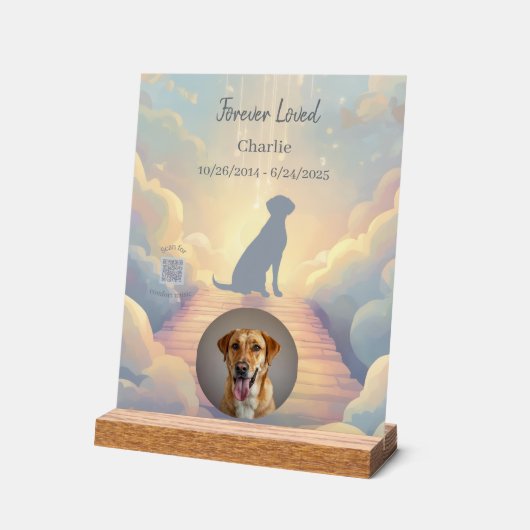Custom Labrador Retriever Memorial Photo Block アクリルサイン (傾斜)