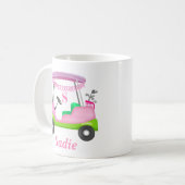 Custom Lady Golf Cart Breast Cancer Monogram コーヒーマグカップ (正面左)