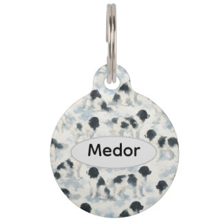 Custom Landseer Newfoundland dog watercolor  ペット　ネームタグ