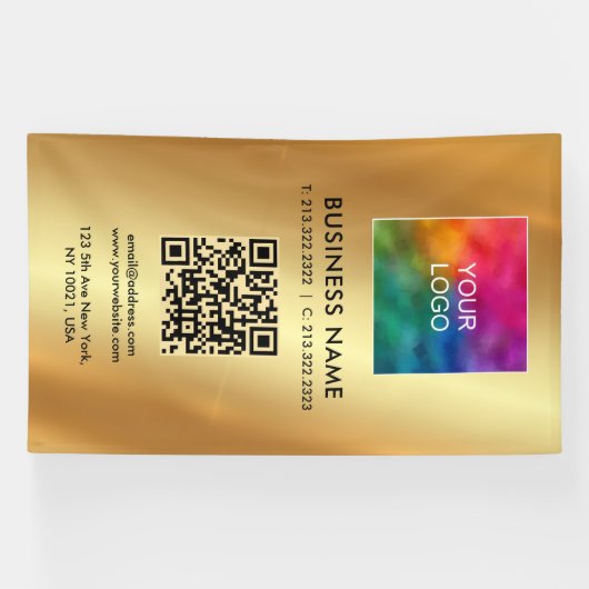 Custom Large Template Logo QR Code Glamour Gold 横断幕 (横)