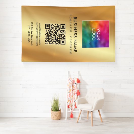 Custom Large Template Logo QR Code Glamour Gold 横断幕 (インサイチュ)