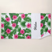 Custom Large Tropical Flower Beach Towel for Her ビーチタオル (正面)