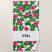 Custom Large Tropical Flower Beach Towel for Her ビーチタオル (正面)