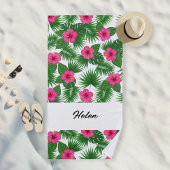 Custom Large Tropical Flower Beach Towel for Her ビーチタオル