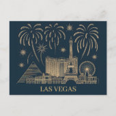 Custom Las Vegas Skyline Gold Line Art Travel ポストカード (正面)