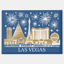 Custom Las Vegas Strip Skyline Minimalist Golden マグネット