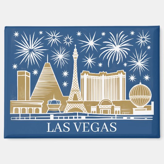 Custom Las Vegas Strip Skyline Minimalist Golden マグネット (正面)