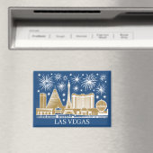 Custom Las Vegas Strip Skyline Minimalist Golden マグネット (インサイチュ (食洗機))