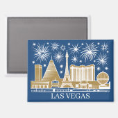 Custom Las Vegas Strip Skyline Minimalist Golden マグネット (正面/裏面)
