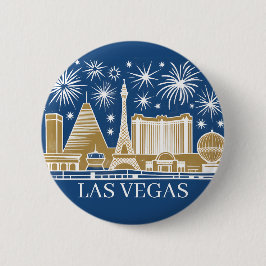 Custom Las Vegas Strip Skyline Minimalist Golden 缶バッジ
