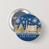 Custom Las Vegas Strip Skyline Minimalist Golden 缶バッジ (正面&裏面)