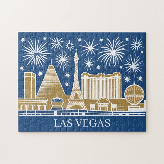 Custom Las Vegas Strip Skyline Vintage Cityscape ジグソーパズル (横)