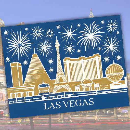 Custom Las Vegas Strip Skyline Vintage Cityscape ポストカード