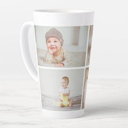 Custom Latte Mug with Four-Photo Collage カフェラテマグ (左アングル)