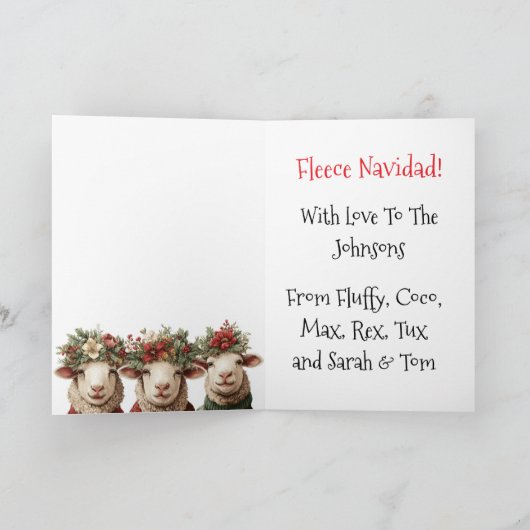 Custom Laughing Sheep Christmas Ugly Sweater カード (内部)
