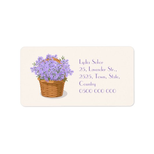 Custom Lavender Basket Address Label ラベル (正面)