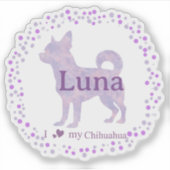 Custom lavender chihuahua Silhouette sticker シール (正面)