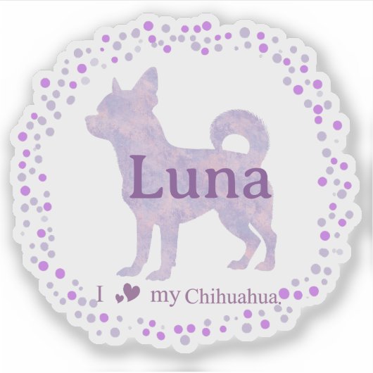 Custom lavender chihuahua Silhouette sticker シール (正面)